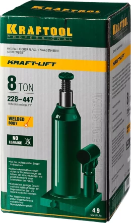 Домкрат гидравлический бутылочный "Kraft-Lift", сварной, 8т, 228-447мм, KRAFTOOL 43462-8 43462-8_z01 купить в Когалыме