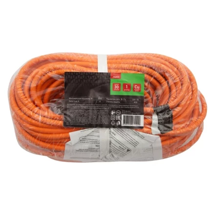 Удлинитель-шнур силовой 30 м, 10A, тип УХ10, 1 розетка, Россия Сибртех 96053 купить в Когалыме