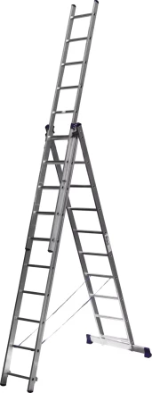 Лестница СИБИН универсальная, трехсекционная со стабилизатором, 10 ступеней 38833-10 купить в Когалыме