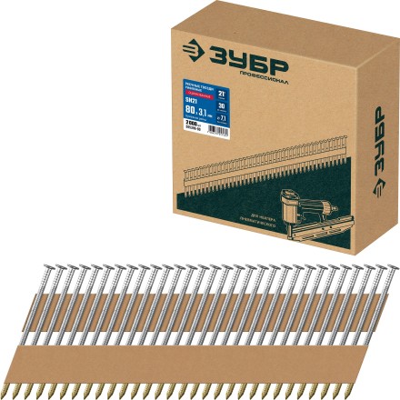 ЗУБР SN21 80 х 3.1 мм, реечные гвозди рифленые оцинкованные, 2010 шт (305396-80) купить в Когалыме