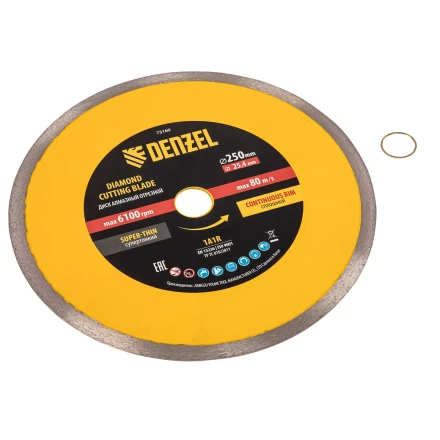 Диск алмазный сплошной, супертонкий, 250 х 25,4 мм, горячее прессование, мокрое резание// Denzel 73160 купить в Когалыме
