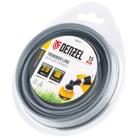 Леска для триммера армированная алюминием квадратная, 2,0мм х 15м, блистер ALUFLEX Denzel 96833 купить в Когалыме