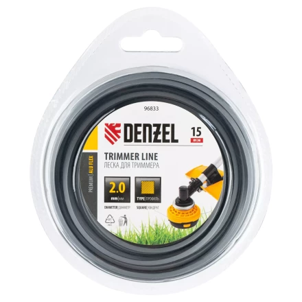 Леска для триммера армированная алюминием квадратная, 2,0мм х 15м, блистер ALUFLEX Denzel 96833 купить в Когалыме