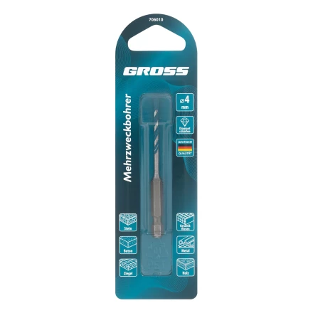 Сверло универсальное Gross, Multipurpose PRO, 6-гр. хвостовик, 4мм, 706010 купить в Когалыме