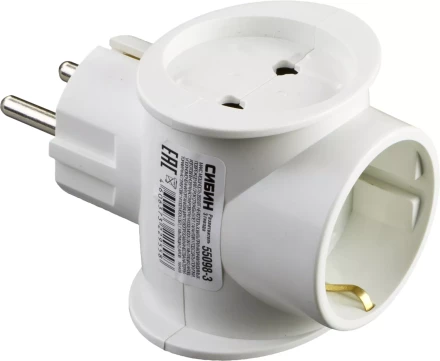 Разветвитель СИБИН электрический с заземлением, 3 гнезда, 16А/220В 55098-3 купить в Когалыме