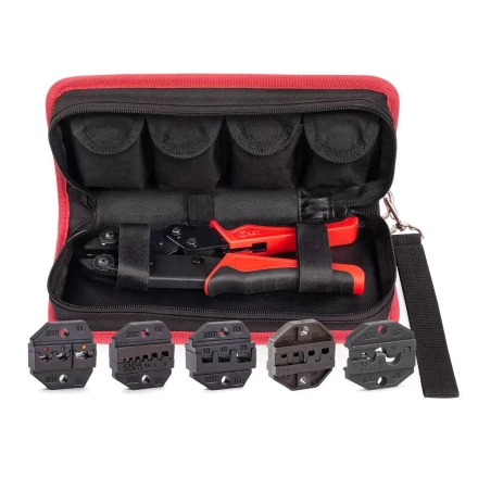 Пресс-клещи КВТ СТО+5 с 5 матрицами МПК для опрессовки разъемов, втулочных, изолированных и неизолированных наконечников (набор) (90777) купить в Когалыме