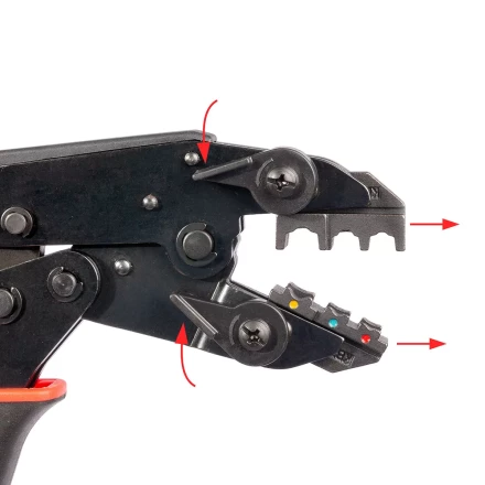 Пресс-клещи КВТ СТО+5 с 5 матрицами МПК для опрессовки разъемов, втулочных, изолированных и неизолированных наконечников (набор) (90777) купить в Когалыме