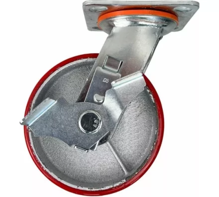 Аппаратное поворотное колесо большегрузное с тормозом HITCH 95*50 полиуретан SCpb42 (SZ085014) купить в Когалыме