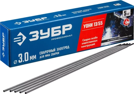 ЗУБР Д 3.0 х 350 мм, 5 кг в коробке, УОНИ 13/55 с основным покрытием, электрод сварочный, Профессионал (40025-3.0) купить в Когалыме