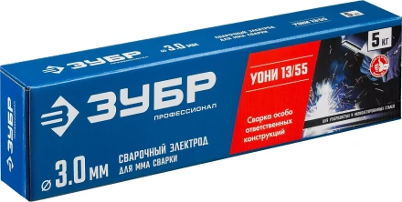ЗУБР Д 3.0 х 350 мм, 5 кг в коробке, УОНИ 13/55 с основным покрытием, электрод сварочный, Профессионал (40025-3.0) купить в Когалыме