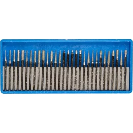 Набор ЗУБР: Мини-насадки с алмазным напылением в пластиковом боксе, P=180, хвостовик d=3мм, 30 предметов 33383-H30 купить в Когалыме