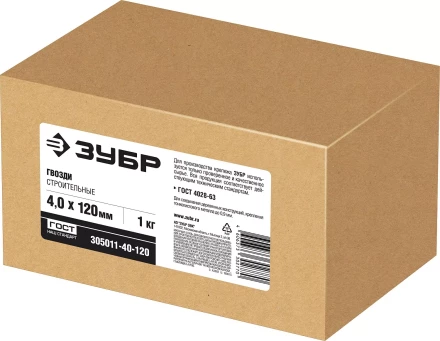ЗУБР ГОСТ 4028-63, 120 x 4 мм, 1 кг, строительные гвозди (305011-40-120) купить в Когалыме