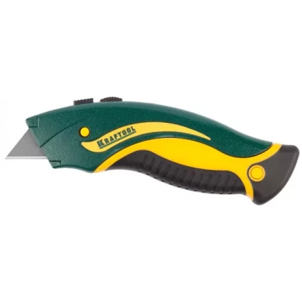 Нож "WERK" металлический, KRAFTOOL 09241, с запасными выдвижным трапец лезвиями, 5шт, усил корпус, быстрая замена лезвия, тип "А24",19мм 09241_z01 купить в Когалыме