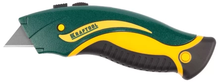 Нож "WERK" металлический, KRAFTOOL 09241, с запасными выдвижным трапец лезвиями, 5шт, усил корпус, быстрая замена лезвия, тип "А24",19мм 09241_z01 купить в Когалыме