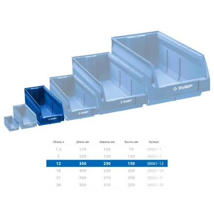 ЗУБР ЛСК-12, 12 л, 350 х 230 х 150 мм, складской лоток, Профессионал (38061-12) купить в Когалыме
