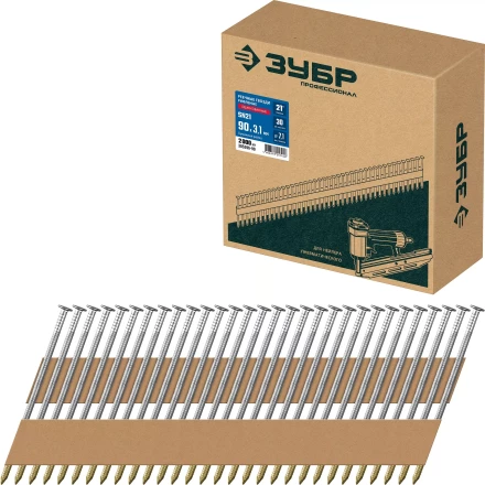 ЗУБР SN21 90 х 3.1 мм, реечные гвозди рифленые оцинкованные, 2010 шт(305396-90) купить в Когалыме