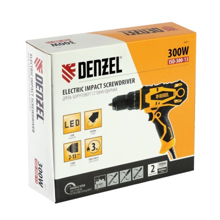 Дрель-шуруповерт сетевая ударная Denzel 26211, ISD-300-13 купить в Когалыме