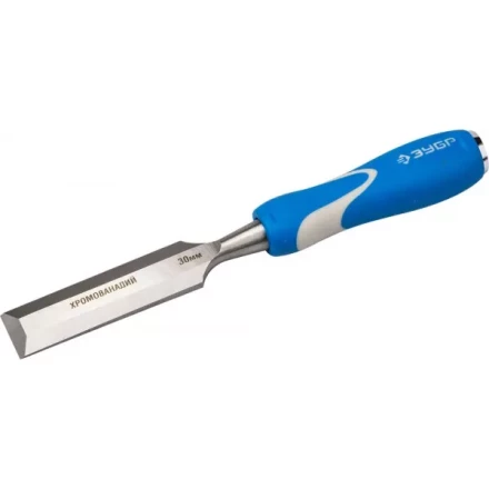 Стамеска ЗУБР "ЭКСПЕРТ" с ударопрочной двухкомпонетной ручкой и стальным затыльником для ударных работ, 30мм 18097-30 купить в Когалыме