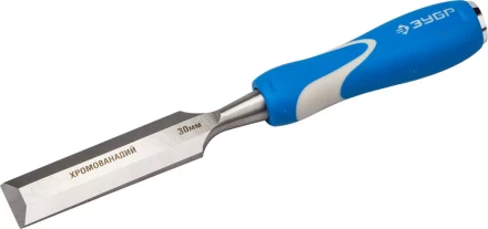 Стамеска ЗУБР "ЭКСПЕРТ" с ударопрочной двухкомпонетной ручкой и стальным затыльником для ударных работ, 30мм 18097-30 купить в Когалыме