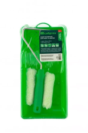 Малярный набор для работ по дереву: кювета 150 мм х 290 мм и мини-валик 110 мм Сибртех 80454 купить в Когалыме