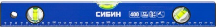 Уровень СИБИН коробчатый, 3 противоударных ампулы, измерительная линейка, 40см 34605-040 купить в Когалыме
