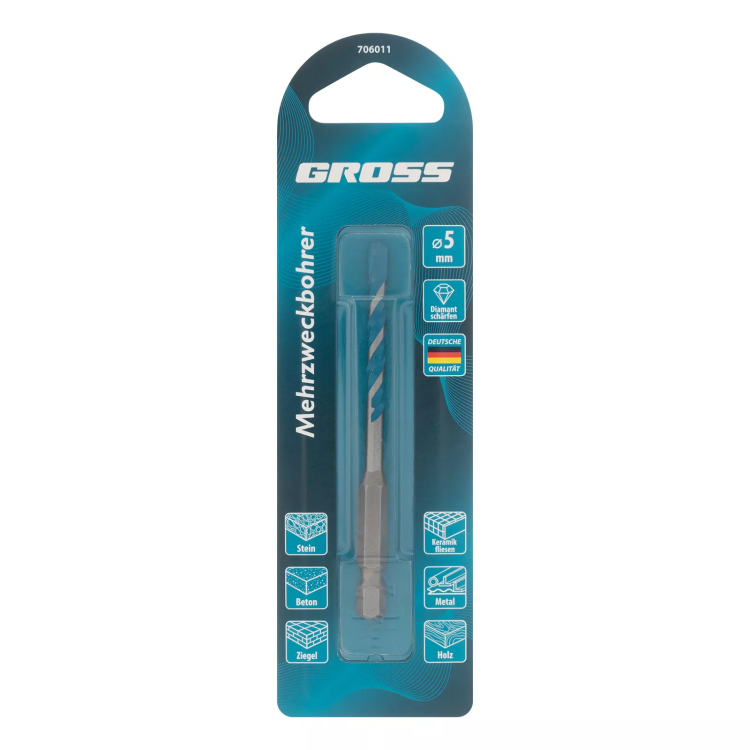 Сверло универсальное Gross , Multipurpose PRO, 6-гр. хвостовик, 5мм, 706011 купить в Когалыме