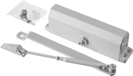 Доводчик дверной STAYER, для дверей массой до 100 кг, цвет белый 37916-100 купить в Когалыме