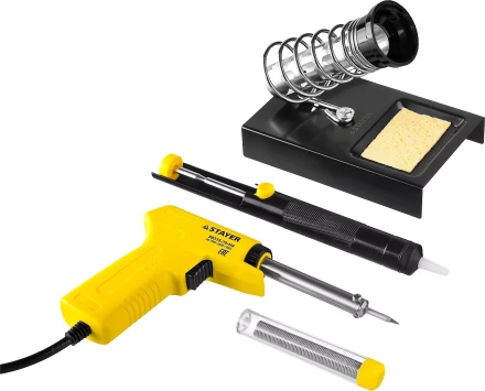 Набор для паяльных работ STAYER "PROFI" PROTerm, 55315-70-H4 паяльник 55307 + подставка + припой + шприц, 60 Вт 55315-70-H4 купить в Когалыме