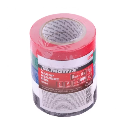 Набор изолент ПВХ цветных 15 мм х 10 м в упаковке 5 шт 150 мкм Matrix 88786 купить в Когалыме