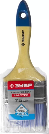 Плоская кисть ЗУБР АКВА 20 мм 3/4? светлая искусственная щетина деревянная ручка для воднодисперсионных и акриловых ЛКМ 4-01007-020 купить в Когалыме