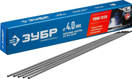 ЗУБР Д 4.0 х 450 мм, 5 кг в коробке, УОНИ 13/55 с основным покрытием, электрод сварочный, Профессионал (40025-4.0) купить в Когалыме