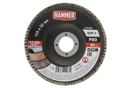 Круг Лепестковый Торцевой (КЛТ) HAMMER КЛТ 1 Ф125х22 Р80 213-026 купить в Когалыме