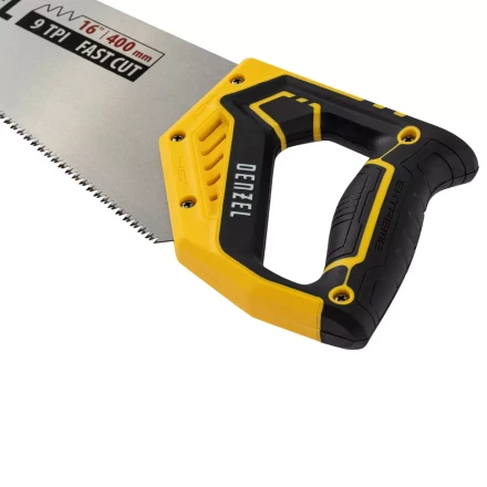 Ножовка по дереву, 400 мм, 11 TPI, зуб 3D, двухкомпонентная рукоятка Denzel 24146 купить в Когалыме
