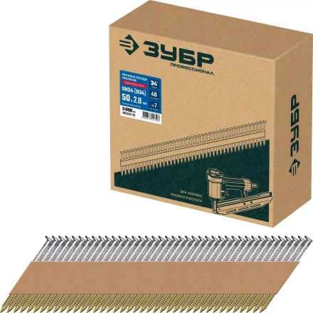 ЗУБР SN34 (D34) 50 х 2.8 мм, реечные гвозди рифленые оцинкованные, 5000 шт (305399-50) купить в Когалыме