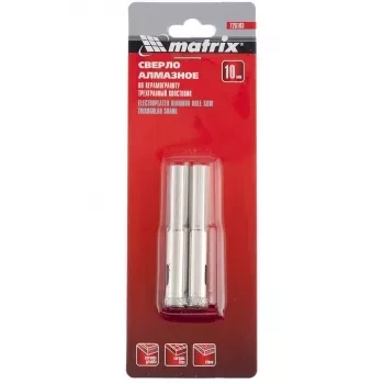 Сверло алмазное по керамограниту 10 х 67 мм 3-гранный хвостовик 2 штук MATRIX 726103 купить в Когалыме