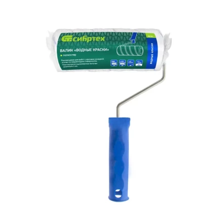 Валик "Водные краски", 180 мм, ворс 12 мм, D - 48 мм, D ручки - 6 мм, полиэстер Сибртех 80186 купить в Когалыме