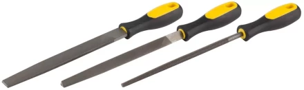 Набор STAYER "PROFI": Напильники с двухкомпонентной рукояткой, плоский, трехгранный, круглый, №2, 200мм 16610-H3 купить в Когалыме