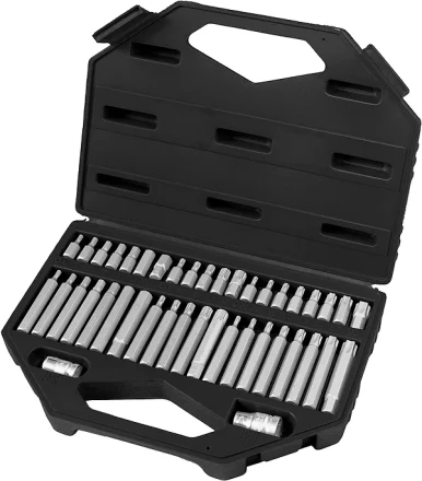 Набор бит HEX, TORX, SPLINE, хвостовик-шестигранник 1/2",CrV, 42шт  STELS 11318 купить в Когалыме