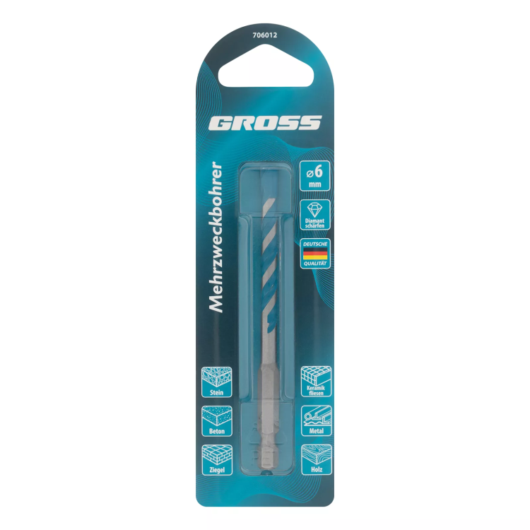 Сверло универсальное Gross, Multipurpose PRO, 6-гр. хвостовик, 6мм, 706012 купить в Когалыме