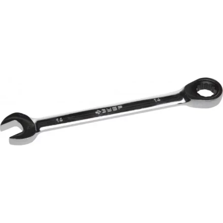 Ключ ЗУБР "ПРОФИ" гаечный комбинированный трещоточный, Cr-V сталь, хромированный, 14мм 27074-14 купить в Когалыме