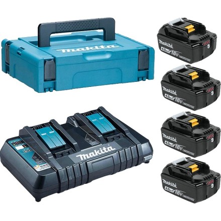 Набор 4 аккумулятора Makita BL 1840B 198489-5, 4 Ач и Зарядное устройство DC 18 RD в MakPac купить в Когалыме