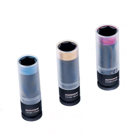 Набор головок ударных шестигранных для колесных дисков 17 19 21 мм 1/2" 3 предмета Gross 13196 купить в Когалыме