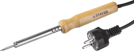 Паяльник MAXTerm с деревянной рукояткой, жало - конус, STAYER 55310-25, 25 Вт 55310-25 купить в Когалыме