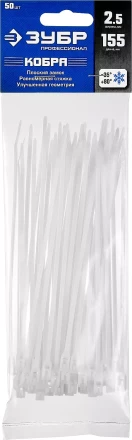 Кабельные стяжки белые КОБРА с плоским замком нейлоновые пакет серия ПРОФЕССИОНАЛ купить в Когалыме