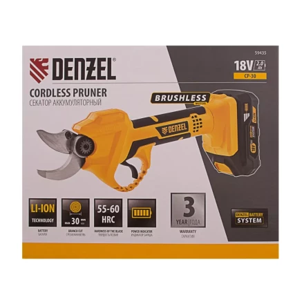 Секатор аккумуляторный Denzel CP-30 59435, 18В Li-Ion купить в Когалыме