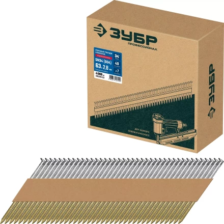 ЗУБР SN34 (D34) 63 х 2.8 мм, реечные гвозди рифленые оцинкованные, 4000 шт (305399-63) купить в Когалыме