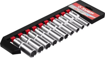 Набор ЗУБР "МАСТЕР": Торцовые головки (1/2") удлиненные на пластиковом рельсе, Cr-V, 10-19мм, 10 предметов 27653-H10 купить в Когалыме