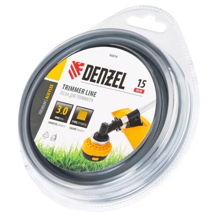 Леска для триммера армированная алюминием квадратная Denzel 3,0мм х 15м, блистер ALUFLEX 96836 купить в Когалыме