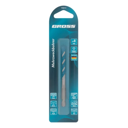 Сверло универсальное Gross, Multipurpose PRO, 6-гр. хвостовик, 8мм, 706013 купить в Когалыме