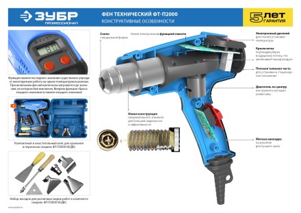 Фен технический + кейс ФТ-П2000 М2ДК серия ПРОФЕССИОНАЛ купить в Когалыме